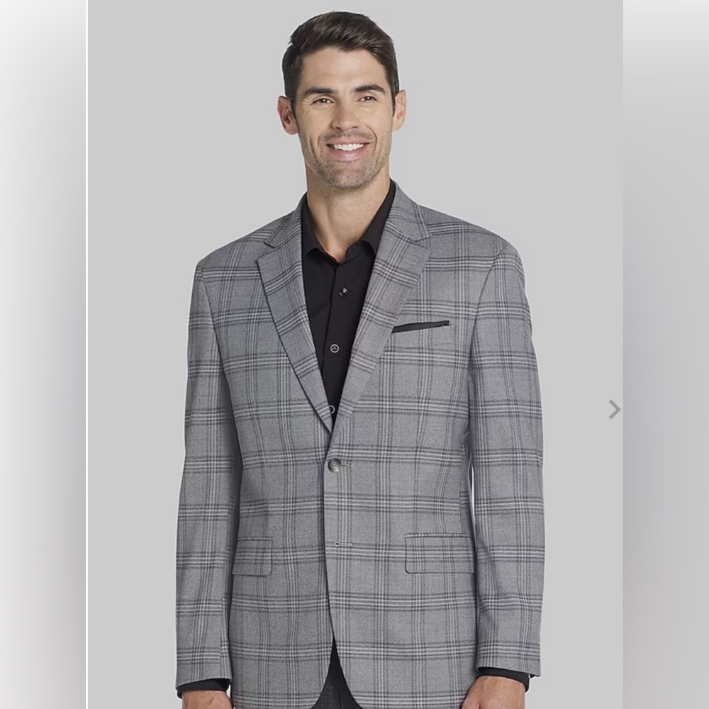 Jos. A. Bank Charcoal/Gray Plaid Sport Coat, 46R, NWT,